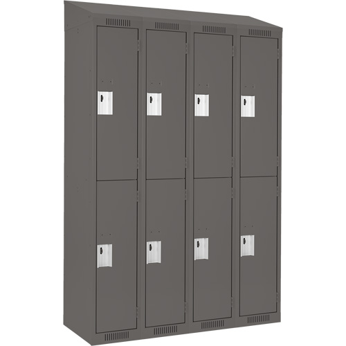 Clean Line Lockers, 2 -tier, Bank of 4, 48" x 18" x 78", Steel, Charcoal, Rivet (Assembled) Infinity Industrial Services Inc.