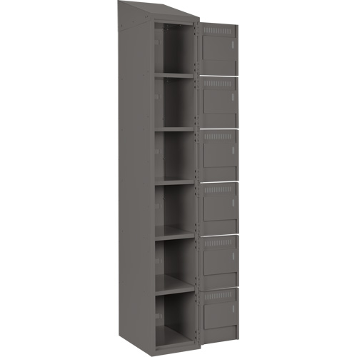 Clean Line Lockerette, 6 -tier, Bank of 3, 36" x 18" x 78", Steel, Charcoal, Rivet (Assembled) Infinity Industrial Services Inc.