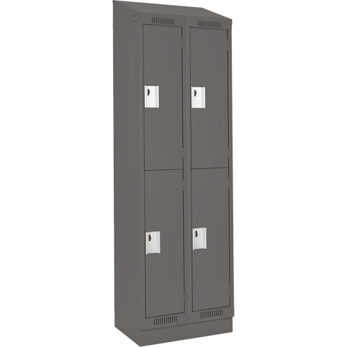 Clean Line Lockers, 2 -tier, Bank of 2, 24" x 18" x 82", Steel, Charcoal, Rivet (Assembled) Infinity Industrial Services Inc.