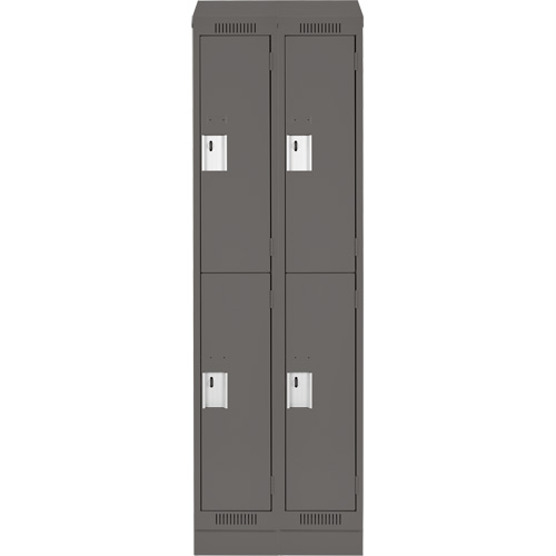Clean Line Lockers, 2 -tier, Bank of 2, 24" x 18" x 82", Steel, Charcoal, Rivet (Assembled) Infinity Industrial Services Inc.