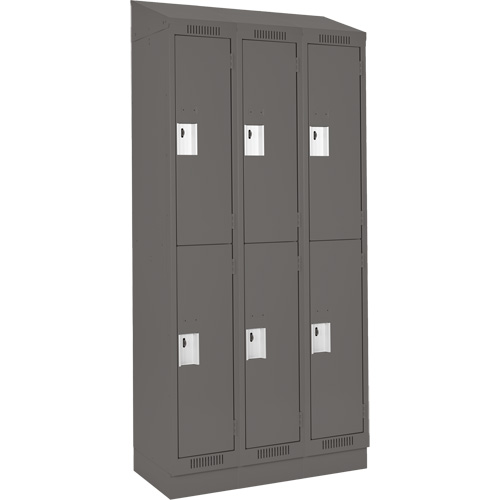 Clean Line Lockers, 2 -tier, Bank of 3, 36" x 18" x 82", Steel, Charcoal, Rivet (Assembled) Infinity Industrial Services Inc.