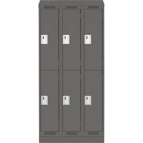 Clean Line Lockers, 2 -tier, Bank of 3, 36" x 18" x 82", Steel, Charcoal, Rivet (Assembled) Infinity Industrial Services Inc.