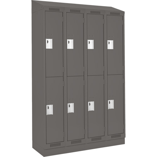 Clean Line Lockers, 2 -tier, Bank of 4, 48" x 18" x 82", Steel, Charcoal, Rivet (Assembled) Infinity Industrial Services Inc.