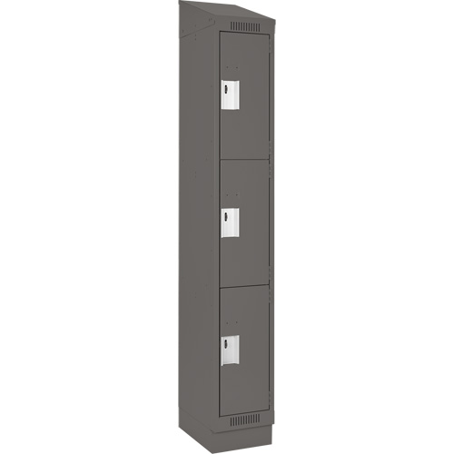 Clean Line Lockers, 3 -tier, 12" x 18" x 82", Steel, Charcoal, Rivet (Assembled) Infinity Industrial Services Inc.