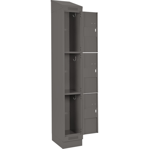 Clean Line Lockers, 3 -tier, Bank of 4, 48" x 18" x 82", Steel, Charcoal, Rivet (Assembled) Infinity Industrial Services Inc.