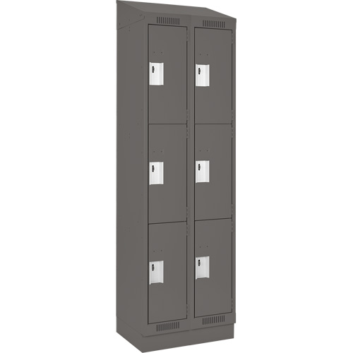 Clean Line Lockers, 3 -tier, Bank of 2, 24" x 18" x 82", Steel, Charcoal, Rivet (Assembled) Infinity Industrial Services Inc.