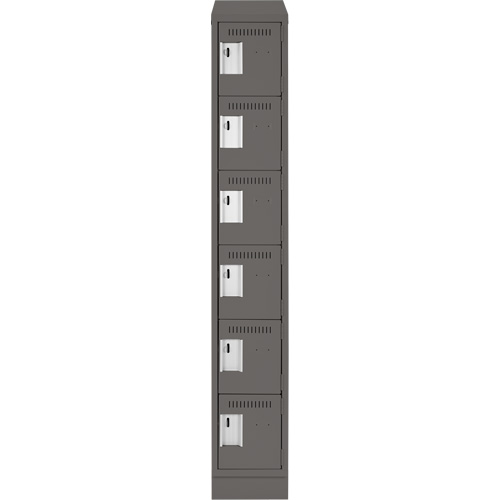 Clean Line Lockerette, 6 -tier, 12" x 18" x 82", Steel, Charcoal, Rivet (Assembled) Infinity Industrial Services Inc.