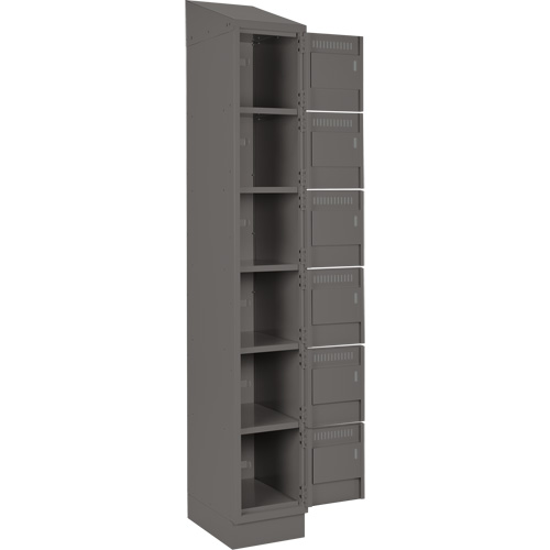 Clean Line Lockerette, 6 -tier, Bank of 4, 48" x 18" x 82", Steel, Charcoal, Rivet (Assembled) Infinity Industrial Services Inc.
