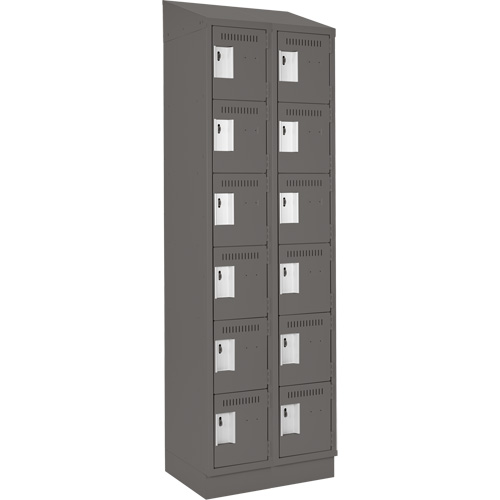 Clean Line Lockerette, 6 -tier, Bank of 2, 24" x 18" x 82", Steel, Charcoal, Rivet (Assembled) Infinity Industrial Services Inc.