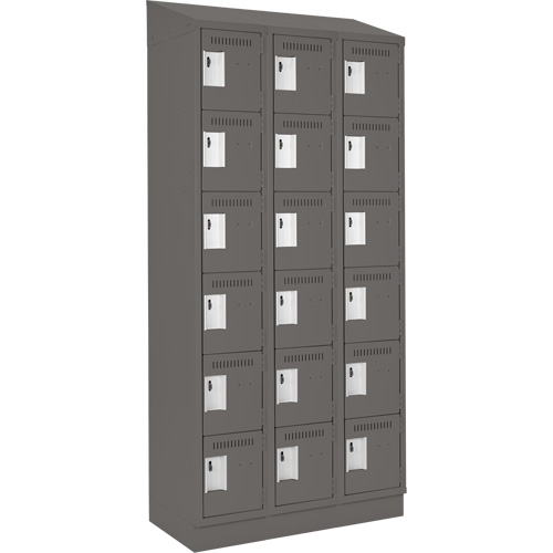 Clean Line Lockerette, 6 -tier, Bank of 3, 36" x 18" x 82", Steel, Charcoal, Rivet (Assembled) Infinity Industrial Services Inc.