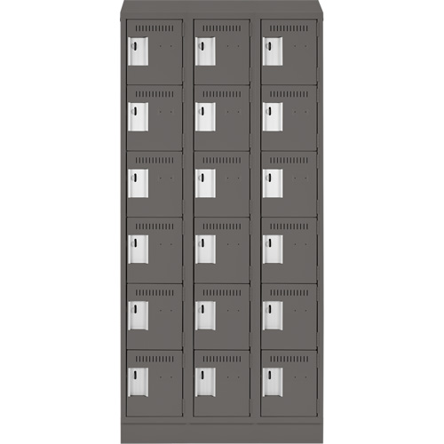 Clean Line Lockerette, 6 -tier, Bank of 3, 36" x 18" x 82", Steel, Charcoal, Rivet (Assembled) Infinity Industrial Services Inc.