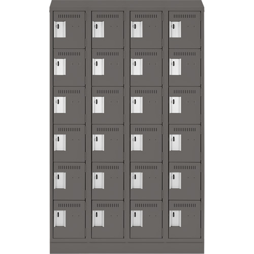 Clean Line Lockerette, 6 -tier, Bank of 4, 48" x 18" x 82", Steel, Charcoal, Rivet (Assembled) Infinity Industrial Services Inc.