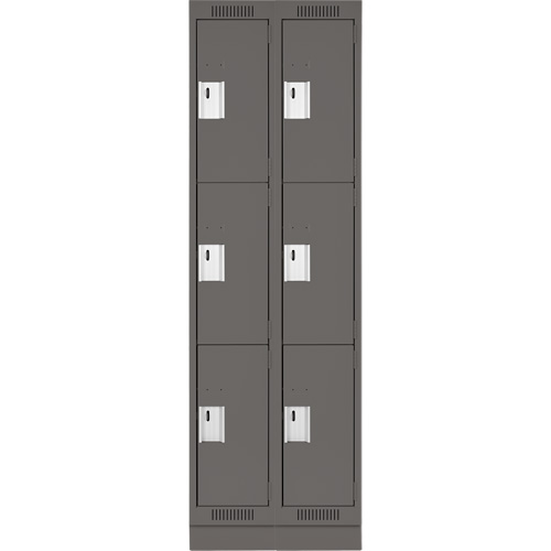Clean Line Lockers, 3 -tier, Bank of 2, 24" x 18" x 76", Steel, Charcoal, Rivet (Assembled) Infinity Industrial Services Inc.