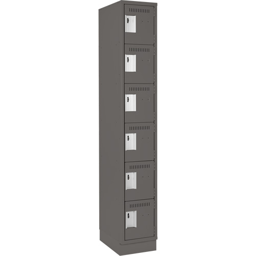 Clean Line Lockerette, 6 -tier, 12" x 18" x 76", Steel, Charcoal, Rivet (Assembled) Infinity Industrial Services Inc.