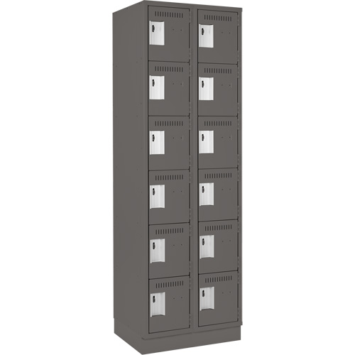 Clean Line Lockerette, 6 -tier, Bank of 2, 24" x 18" x 76", Steel, Charcoal, Rivet (Assembled) Infinity Industrial Services Inc.