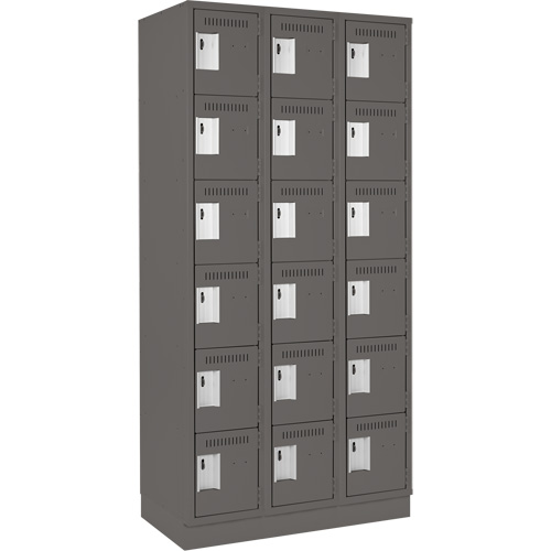 Petits casiers Clean Line, 6 niveaux, Bloc de 3, 36" x 18" x 76", Acier, Charbon, Rivet (assembl&eacute;) Infinity Industrial Services Inc.