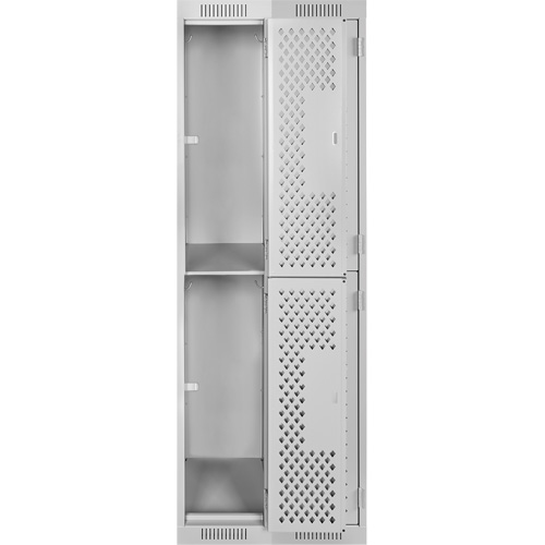 Clean Line Lockers, 2 -tier, Bank of 2, 24" x 15" x 72", Steel, Grey, Rivet (Assembled), Perforated Infinity Industrial Services Inc.