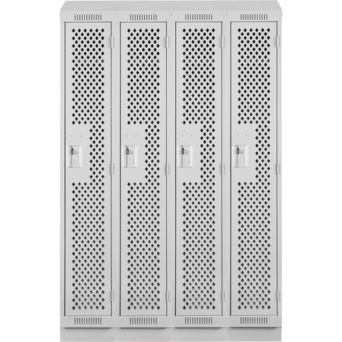Clean Line Lockers, Bank of 4, 48" x 18" x 82", Steel, Grey, Rivet (Assembled), Perforated Infinity Industrial Services Inc.
