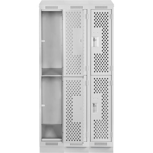 Clean Line Lockers, 2 -tier, Bank of 3, 36" x 15" x 82", Steel, Grey, Rivet (Assembled), Perforated Infinity Industrial Services Inc.