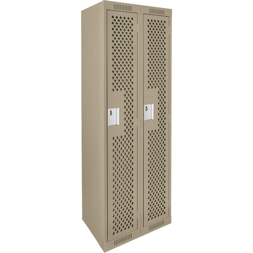 Clean Line Lockers, Bank of 2, 24" x 15" x 72", Steel, Beige, Rivet (Assembled), Perforated Infinity Industrial Services Inc.