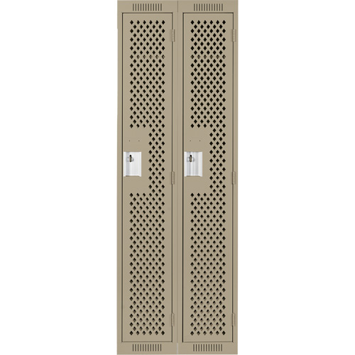 Clean Line Lockers, Bank of 2, 24" x 15" x 72", Steel, Beige, Rivet (Assembled), Perforated Infinity Industrial Services Inc.