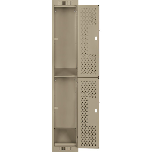 Casiers Clean Line, 2 niveaux, 12" x 15" x 72", Acier, Beige, Rivet (assembl&eacute;), Perfor&eacute; Infinity Industrial Services Inc.