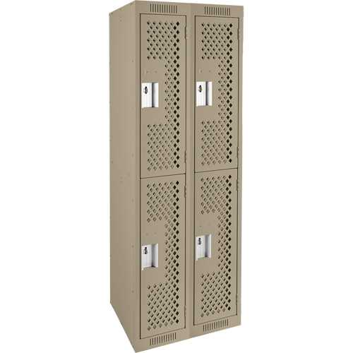 Clean Line Lockers, 2 -tier, Bank of 2, 24" x 15" x 72", Steel, Beige, Rivet (Assembled), Perforated Infinity Industrial Services Inc.