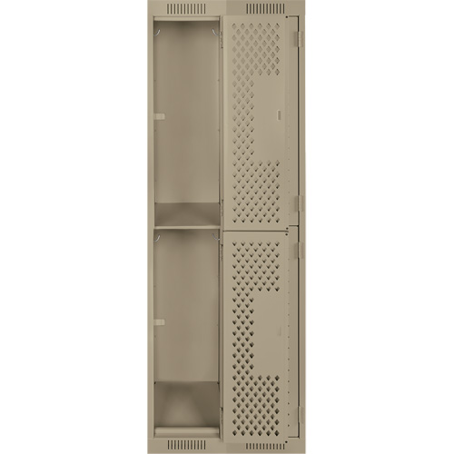 Clean Line Lockers, 2 -tier, Bank of 2, 24" x 15" x 72", Steel, Beige, Rivet (Assembled), Perforated Infinity Industrial Services Inc.