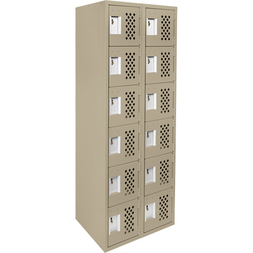 Assembled Lockerettes Clean Line Perforated Economy Lockers, 6 -tier, Bank of 2, 18" x 72" x 12", Steel Infinity Industrial Services Inc.