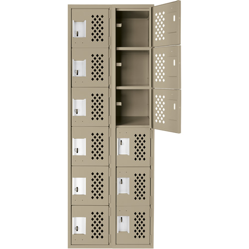 Assembled Lockerettes Clean Line Perforated Economy Lockers, 6 -tier, Bank of 2, 18" x 72" x 12", Steel Infinity Industrial Services Inc.