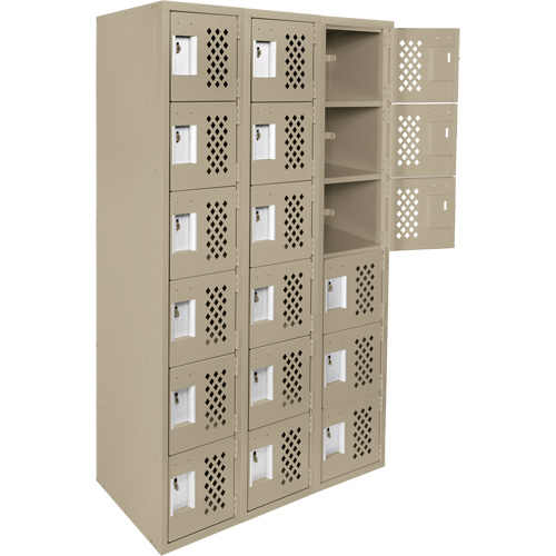 Assembled Lockerettes Clean Line Perforated Economy Lockers, 6 -tier, Bank of 3, 18" x 72" x 12", Steel Infinity Industrial Services Inc.