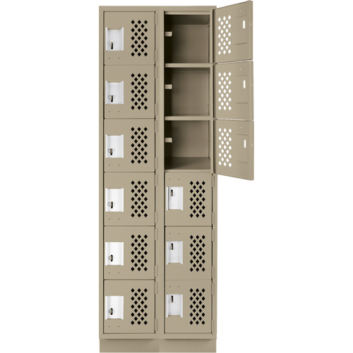 Assembled Lockerettes Clean Line Perforated Economy Lockers, 6 -tier, Bank of 2, 18" x 72" x 12", Steel Infinity Industrial Services Inc.