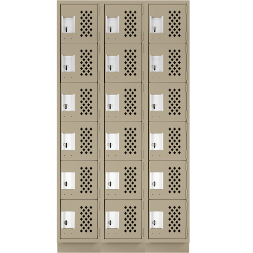 Assembled Lockerettes Clean Line Perforated Economy Lockers, 6 -tier, Bank of 3, 18" x 72" x 12", Steel Infinity Industrial Services Inc.