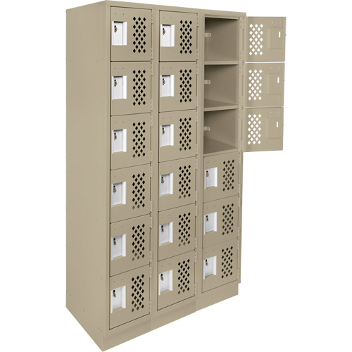 Assembled Lockerettes Clean Line Perforated Economy Lockers, 6 -tier, Bank of 3, 18" x 72" x 12", Steel Infinity Industrial Services Inc.