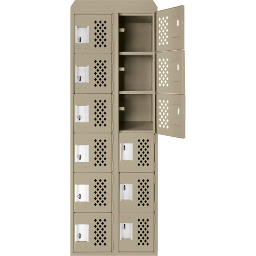 Clean-Line Perforated Lockerette, 6 -tier, Bank of 2, 15" x 72" x 12", Steel Infinity Industrial Services Inc.