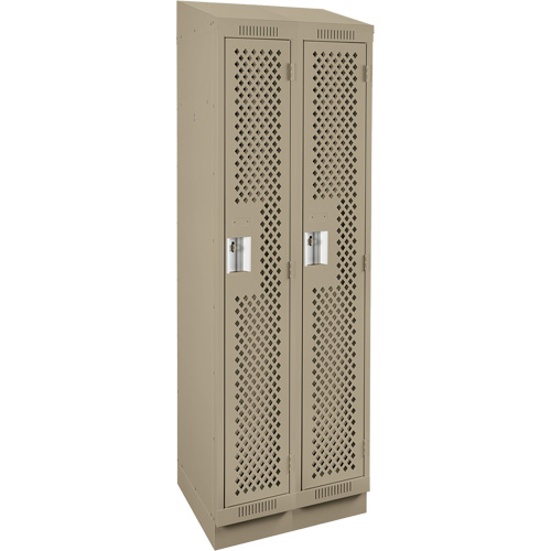 Clean Line Lockers, Bank of 2, 24" x 18" x 82", Steel, Beige, Rivet (Assembled), Perforated Infinity Industrial Services Inc.