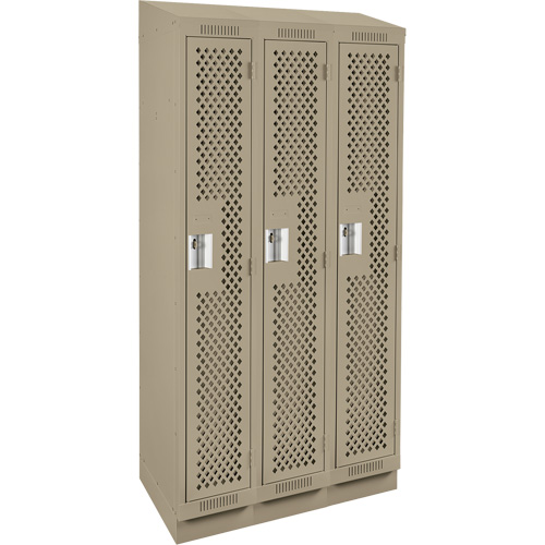 Clean Line Lockers, Bank of 3, 36" x 18" x 82", Steel, Beige, Rivet (Assembled), Perforated Infinity Industrial Services Inc.