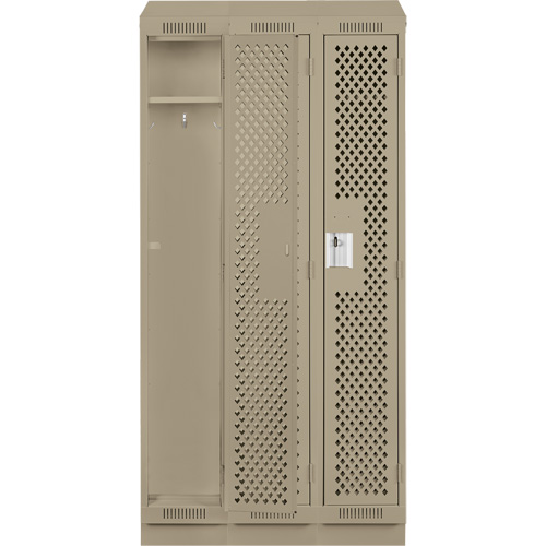 Clean Line Lockers, Bank of 3, 36" x 18" x 82", Steel, Beige, Rivet (Assembled), Perforated Infinity Industrial Services Inc.