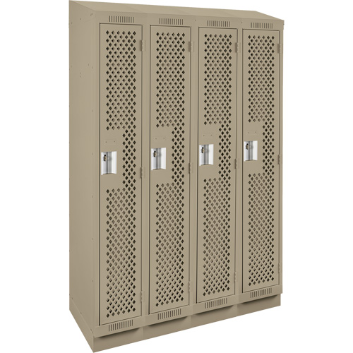 Clean Line Lockers, Bank of 4, 48" x 18" x 82", Steel, Beige, Rivet (Assembled), Perforated Infinity Industrial Services Inc.
