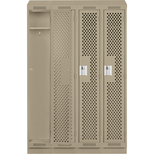 Clean Line Lockers, Bank of 4, 48" x 18" x 82", Steel, Beige, Rivet (Assembled), Perforated Infinity Industrial Services Inc.