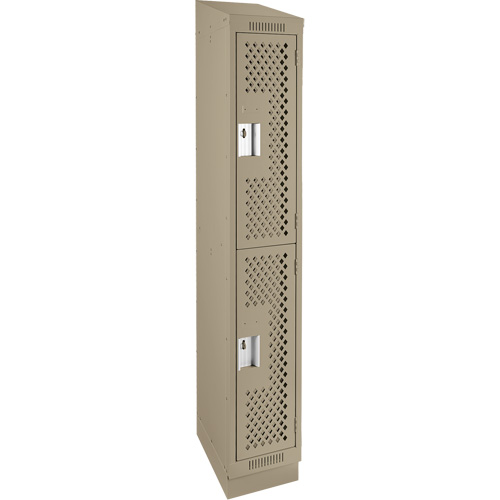 Clean Line Lockers, 2 -tier, 12" x 12" x 82", Steel, Beige, Rivet (Assembled), Perforated Infinity Industrial Services Inc.