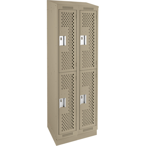 Clean Line Lockers, 2 -tier, Bank of 2, 24" x 15" x 82", Steel, Beige, Rivet (Assembled), Perforated Infinity Industrial Services Inc.