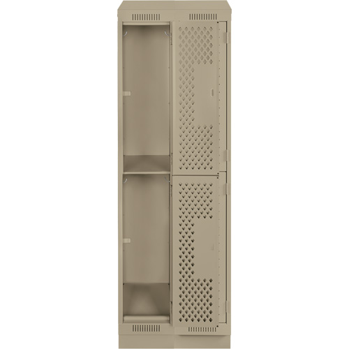 Clean Line Lockers, 2 -tier, Bank of 2, 24" x 15" x 82", Steel, Beige, Rivet (Assembled), Perforated Infinity Industrial Services Inc.