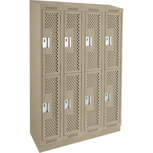 Clean Line Lockers, 2 -tier, Bank of 4, 48" x 15" x 82", Steel, Beige, Rivet (Assembled), Perforated Infinity Industrial Services Inc.