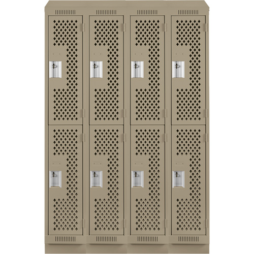 Clean Line Lockers, 2 -tier, Bank of 4, 48" x 15" x 82", Steel, Beige, Rivet (Assembled), Perforated Infinity Industrial Services Inc.