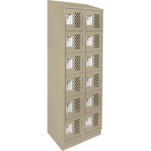 Clean-Line Perforated Lockerette, 6 -tier, Bank of 2, 15" x 72" x 12", Steel Infinity Industrial Services Inc.