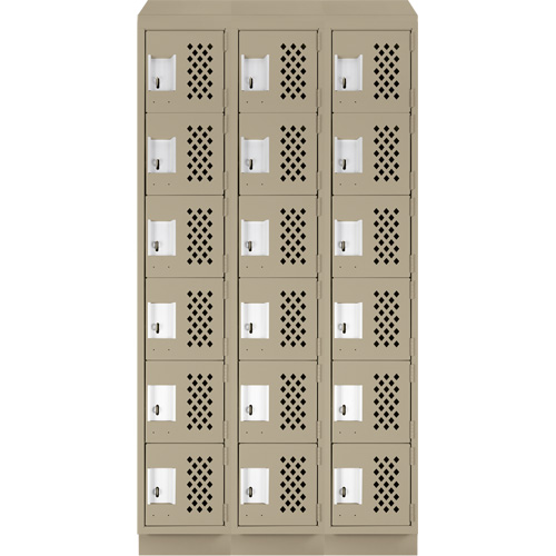 Clean-Line Perforated Lockerette, 6 -tier, Bank of 3, 15" x 72" x 12", Steel Infinity Industrial Services Inc.