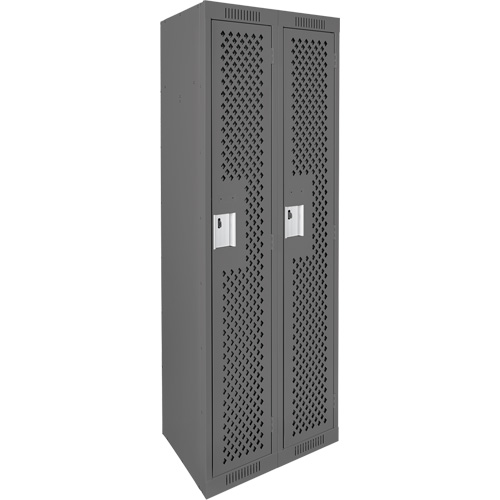 Clean Line Lockers, Bank of 2, 24" x 15" x 72", Steel, Charcoal, Rivet (Assembled), Perforated Infinity Industrial Services Inc.