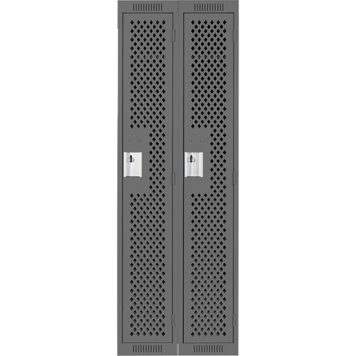 Clean Line Lockers, Bank of 2, 24" x 15" x 72", Steel, Charcoal, Rivet (Assembled), Perforated Infinity Industrial Services Inc.