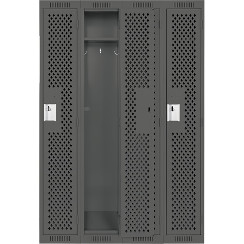 Clean Line Lockers, Bank of 4, 48" x 15" x 72", Steel, Charcoal, Rivet (Assembled), Perforated Infinity Industrial Services Inc.